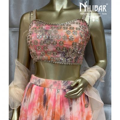 Buff Cream Georgette Lehenga