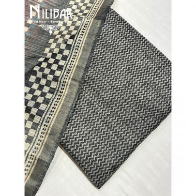 Grey Maheshwari Unstitched Suit With Dupatta