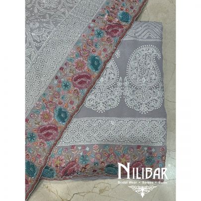Light Gray Georgette Unstitched Suit