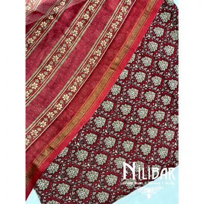 Maroon Maheshwari Unstitched Suit