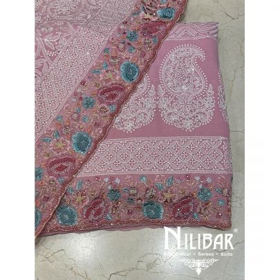 Baby Pink Georgette Unstitched Suit