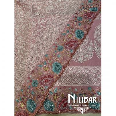 Baby Pink Georgette Unstitched Suit