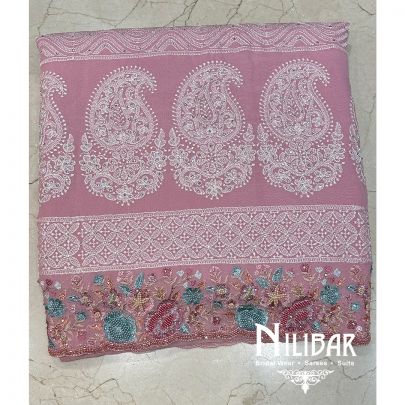 Baby Pink Georgette Unstitched Suit