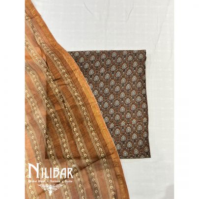 Caramel Maheshwari Silk Unstitched Suit With Dupatta