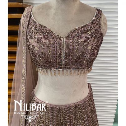 Champagne Pink Net Casual Lehenga