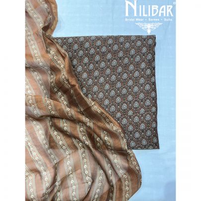 Caramel Maheshwari Silk Unstitched Suit With Dupatta
