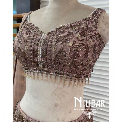 Champagne Pink Net Casual Lehenga