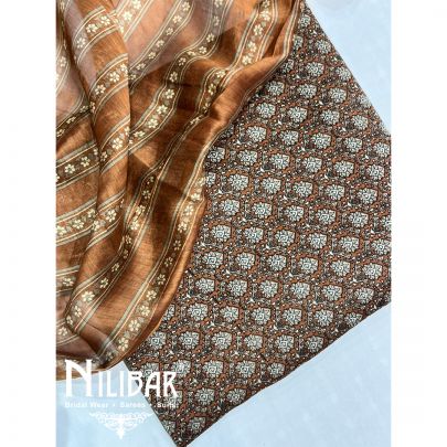 Caramel Maheshwari Silk Unstitched Suit With Dupatta