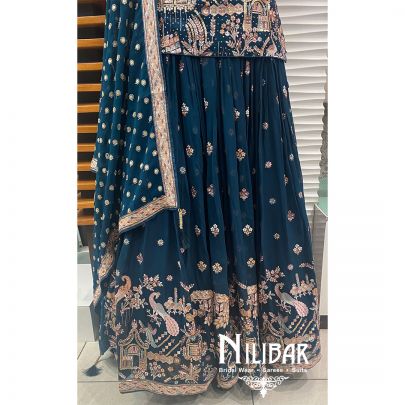 Peacock Georgette Sequin Casual Lehenga