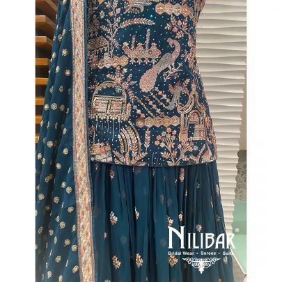 Peacock Georgette Sequin Casual Lehenga