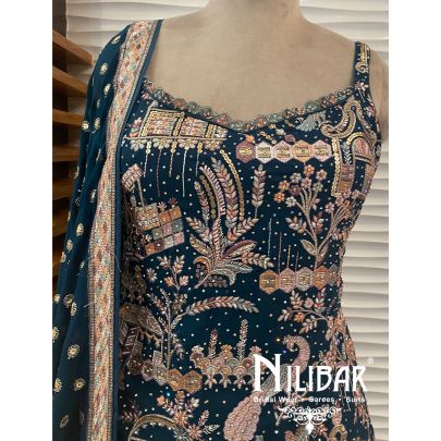 Peacock Georgette Sequin Casual Lehenga