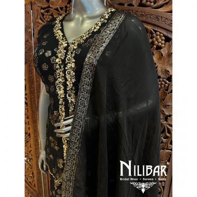 Black Georgette Organza Palazzo Suit
