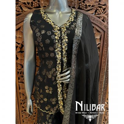 Black Georgette Organza Palazzo Suit
