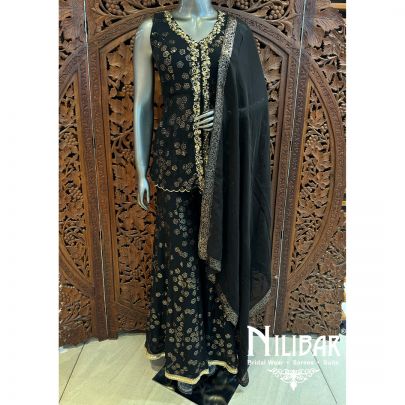 Black Georgette Organza Palazzo Suit