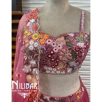 Rose Pink Organza Casual Lehenga