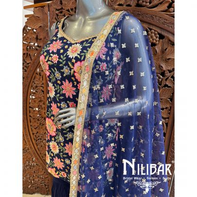 Indigo Blue Georgette Garara Suit