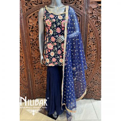 Indigo Blue Georgette Garara Suit