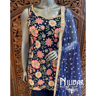 Indigo Blue Georgette Garara Suit
