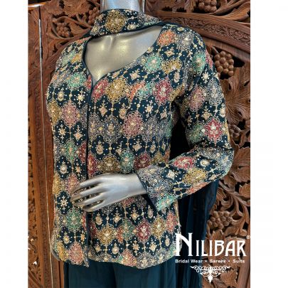 Peacock Georgette Palazzo Suit