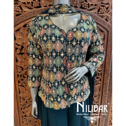 Peacock Georgette Palazzo Suit