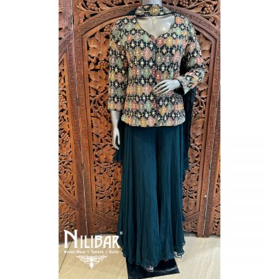 Peacock Georgette Palazzo Suit