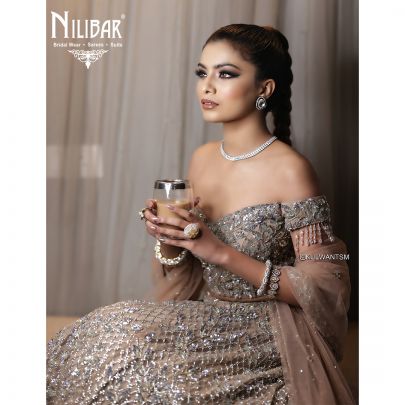 Copper Net Lehenga