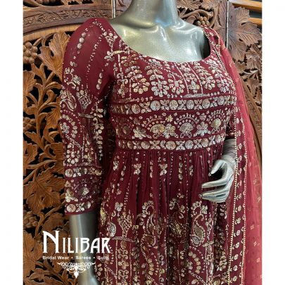 Mehroon Red Georgette Garara Suit