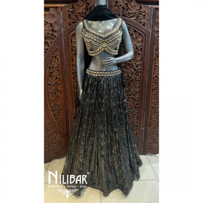 Black Organza Net Lehenga