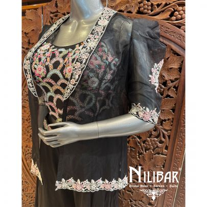 Black Silk Crepe Palazzo Set
