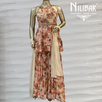 Ivory Printed Sharara Suit