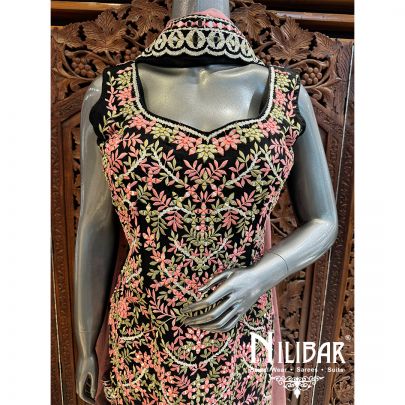 Black Georgette Net Sequin Garara Suit