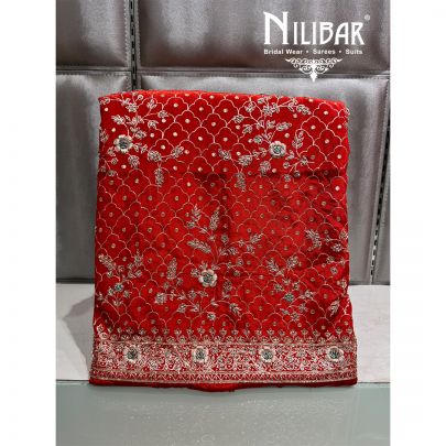Rust Crepe Embroidered Unstitched Suit