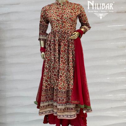 Maroon Printed Sharara Suit