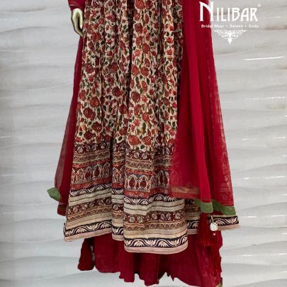 Maroon Printed Sharara Suit