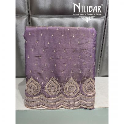Purple Organza Embroidered Unstitched Suit
