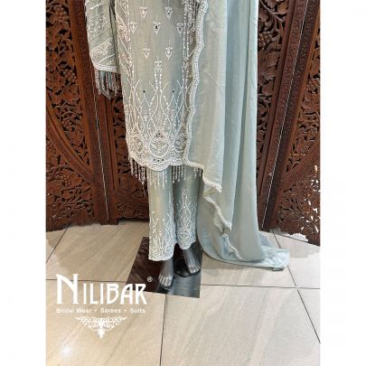 Light Pista Green Silk Readymade Suit