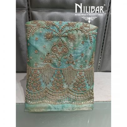 Sea Green Organza Embroidered Unstitched Suit