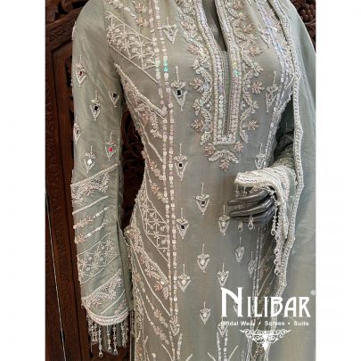 Light Pista Green Silk Readymade Suit