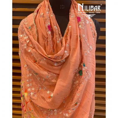 Peach Phulkari Dupatta