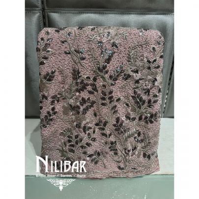 Pink Net Embroidered Unstitched Suit
