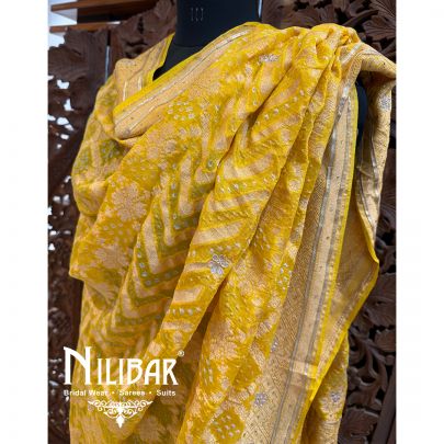 Yellow Georgette Embroidered Bandhani Dupatta