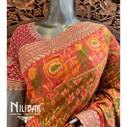 Multicolor Patan Patola Saree With Unstitched Blouse