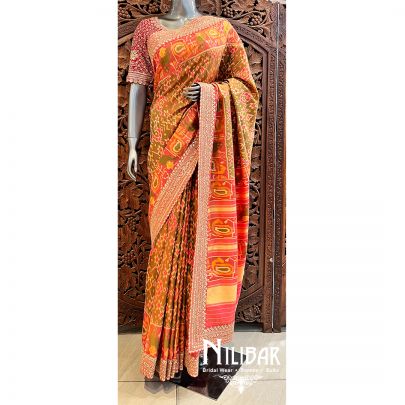 Multicolor Patan Patola Saree With Unstitched Blouse