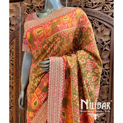 Multicolor Patan Patola Saree With Unstitched Blouse