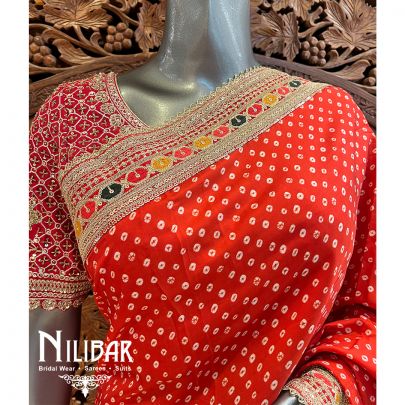 Red Silk Saree With Unstitched Blouse
