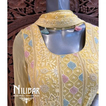 Yellow Georgette Sequin Anarkali