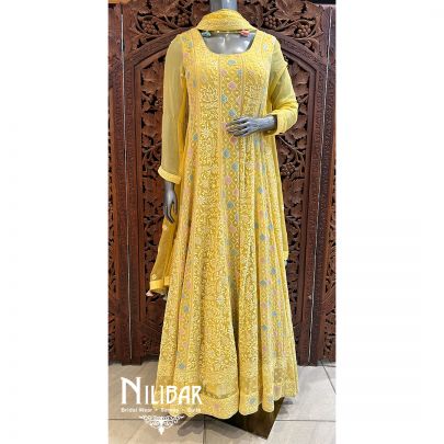 Yellow Georgette Sequin Anarkali