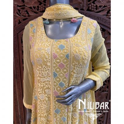Yellow Georgette Sequin Anarkali
