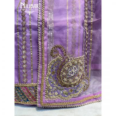 Lavender Organza Unstitched Suit