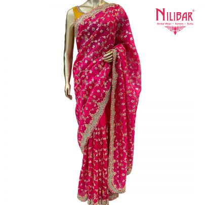 Cerise Pink Organza Saree
